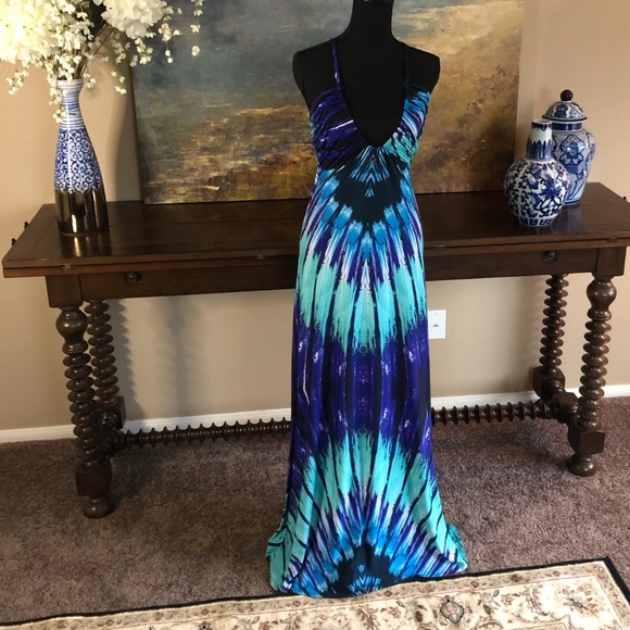 Blue Peacock Maxi Dress - Picture 9 of 11